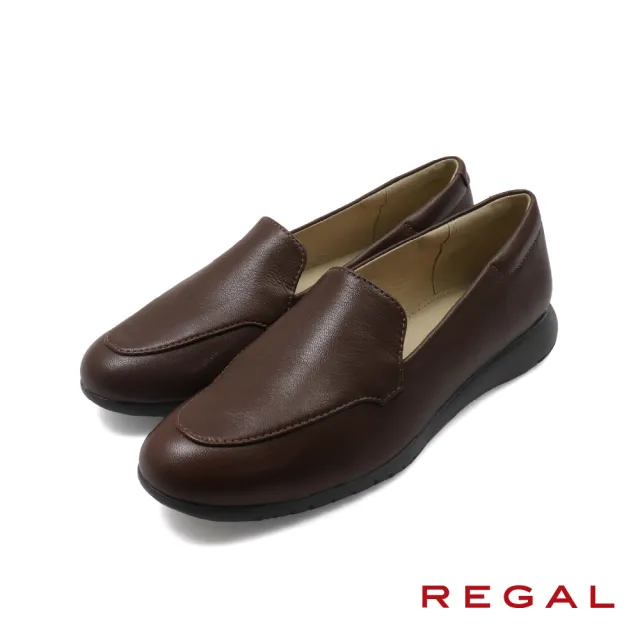 【REGAL】日本素面典雅真皮氣墊緩衝樂福鞋 深棕色(F68R-DN)