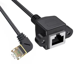 【Fujiei】Cat8 極細公 左彎/母帶耳網路線RJ45 0.5M