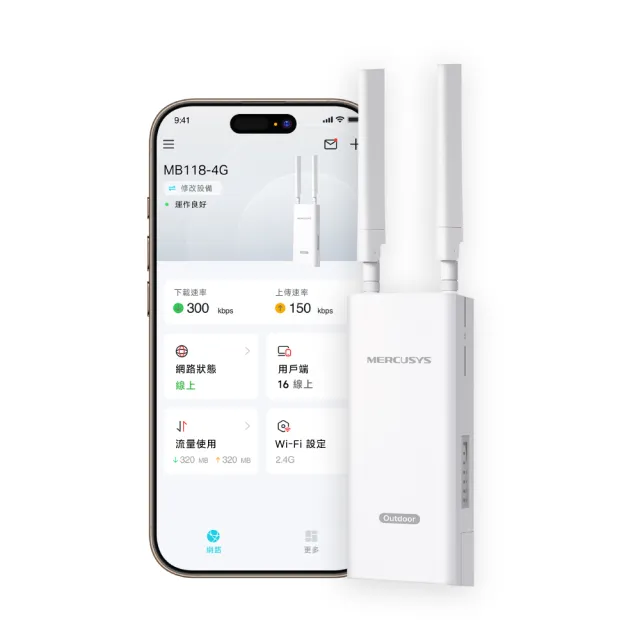 【Mercusys 水星】MB118-4G SIM卡分享器 室內/室外 4G LTE路由器 Wi-Fi分享器 隨插即用