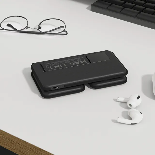 【ADAM 亞果元素】M301 Qi2 三合一超薄磁吸充電盤(無線/Magsafe)