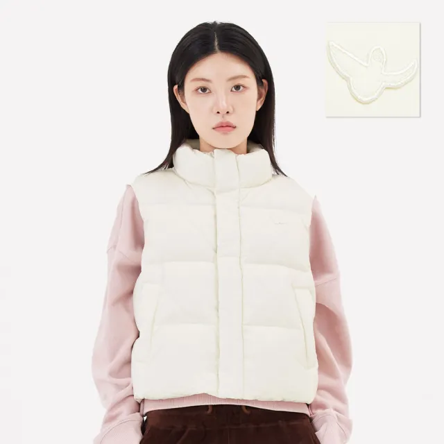 【Mark Gonzales】女裝 小天使短版羽絨背心-米白色