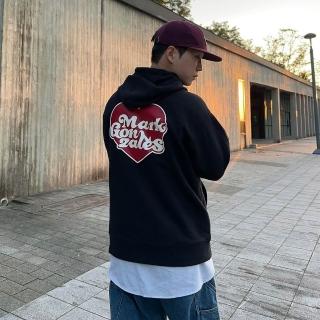 【Mark Gonzales】男女同款 MG 愛心帽T - 黑色