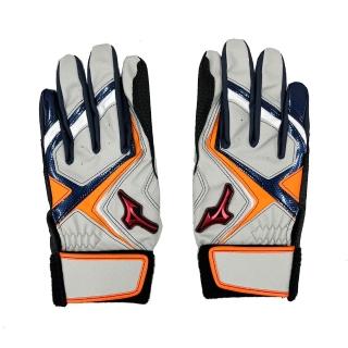 【MIZUNO 美津濃】Will Drive少年用棒球用打擊手套可水合成皮革灰X橘一雙入(1EJEY56354)