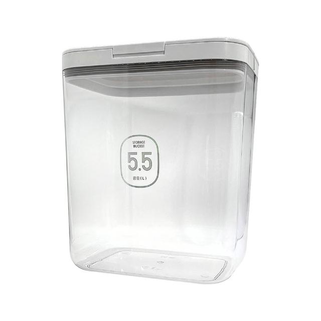 【Mega】日式按壓彈蓋大容量密封儲物桶 大號5.5L 防潮飼料桶 米桶 雜糧桶 麵粉桶 洗衣粉
