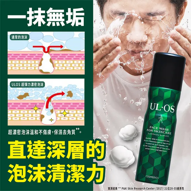 【ULOS】機能洗顏慕斯 100g x 9瓶贈聲寶鼻毛刀 (男士保養 刮鬍 控油 抗黑頭 洗臉)