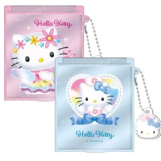 【小禮堂】Sanrio 三麗鷗 Hello Kitty 塑膠方形隨身鏡 fantasy