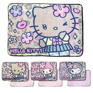 【小禮堂】Sanrio 三麗鷗 絨毛毛毯 100x70cm 高校款 Kitty 美樂蒂 酷洛米