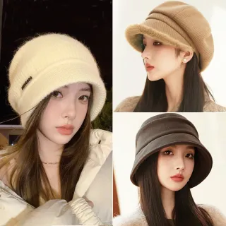 【Seoul Show 首爾秀】多款高質感挺版雙層兔毛帽毛呢八角帽貝雷帽棒球帽漁夫帽(防寒保暖)