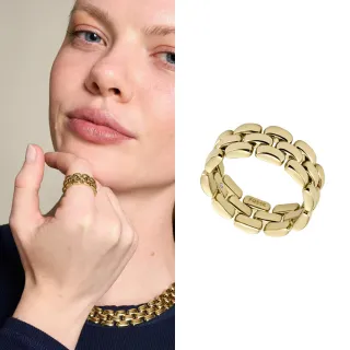 【FOSSIL】Arden 不鏽鋼錶帶造型戒指-金色 JF04785710