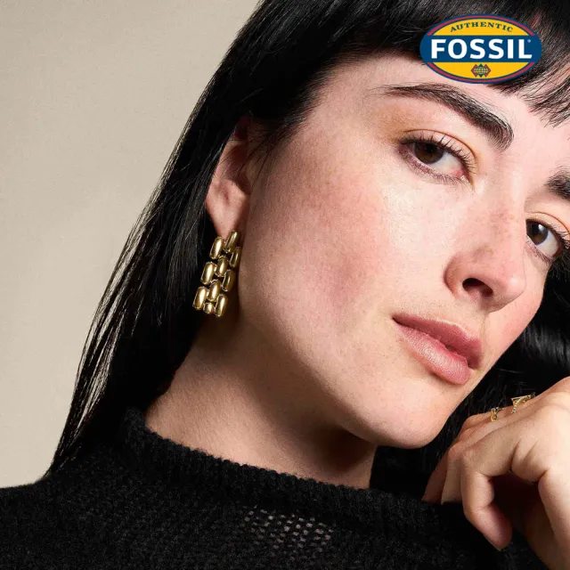 【FOSSIL】Arden 不鏽鋼錶帶耳環 JF04786710