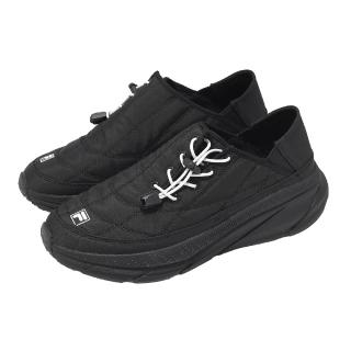 【FILA】休閒鞋 Quilted 男鞋 黑 厚底 麵包鞋 無鞋帶 懶人鞋 套入式 斐樂 1C346A001