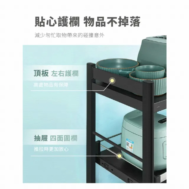 【慢慢家居】專人組裝-五層60寬-廚房可移動置物電器架(金屬導軌抽屜)