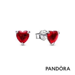 【Pandora 潘多拉】紅心針式耳環
