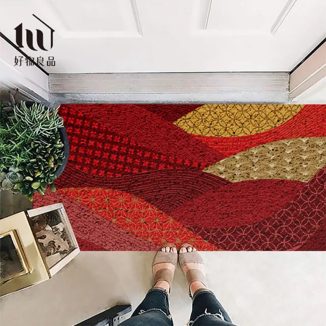 【好物良品】60x120cm_快樂祈福系列可剪裁玄關絲圈刮泥地墊(防滑刮泥墊 腳踏墊 除塵墊 玄關地墊 絲圈地墊)