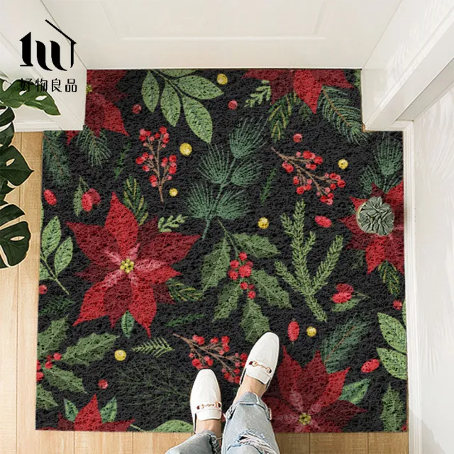 【好物良品】120x120cm_快樂祈福系列可剪裁玄關絲圈刮泥地墊(防滑刮泥墊 腳踏墊 除塵墊 玄關地墊 絲圈地墊)