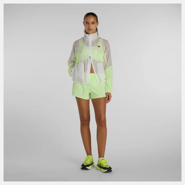 【NEW BALANCE】NB 外套 女 運動立領外套 寬鬆版型 防潑水 白綠 WJ61J326AFG