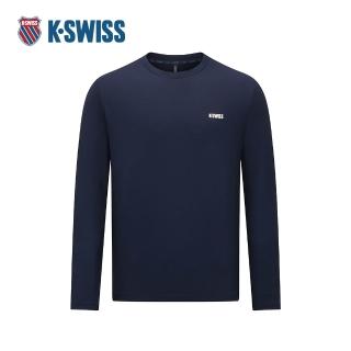 【K-SWISS】運動長袖 M SILKY TECH LS TEE 圓領 男款 深藍色 1012040-014