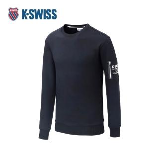 【K-SWISS】運動長袖 SL POCKET SWEATSHRT 圓領 男款 黑色 107251-008