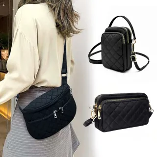 【吉豐洋行】買一送一任選2款 小香風菱格防潑水斜背包/肩側包/手機包/胸包/晚宴包組合