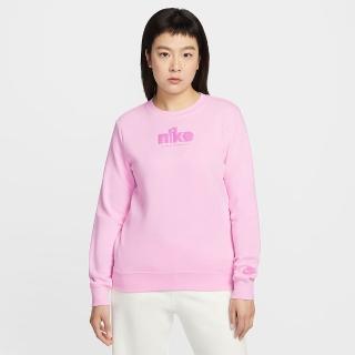 【NIKE 耐吉】長袖上衣 女 大學T AS W NSW CLUB FLC STD GX CREW 粉 IF0225-663