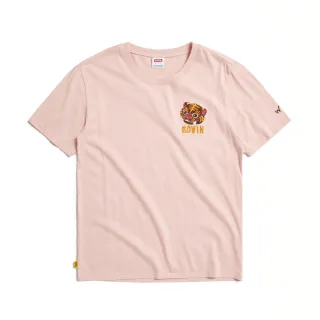【EDWIN】男裝 白沙屯繡花虎爺短袖T恤(淡粉紅)