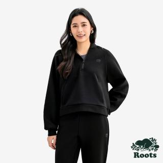 【Roots】Roots 女裝- ROAM HALF ZIP 連帽上衣(黑色)