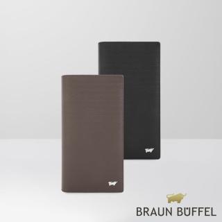 【BRAUN BUFFEL 德國小金牛】羅根-A 16卡兩折長夾-黑色/培土棕(BF569-630-BK/POS) 錢包送禮推薦