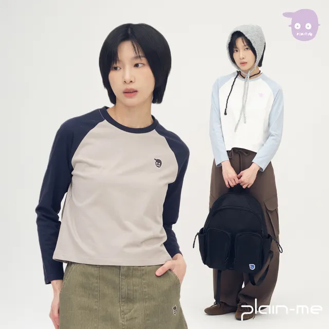 【plain-me】小P社長 女生長袖 長袖 長T TEE 休閒長袖 拼色連肩_PPW0001-261