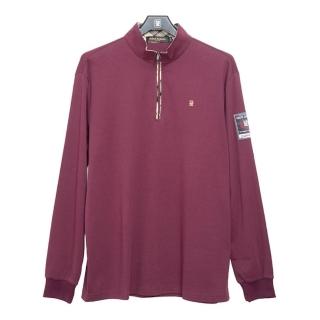 【金安德森】男裝長袖- 立領休閒 經典格紋拉鍊款(桃紫色)