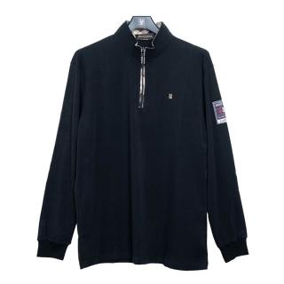 【金安德森】男裝長袖- 立領休閒 經典格紋拉鍊款(黑色)