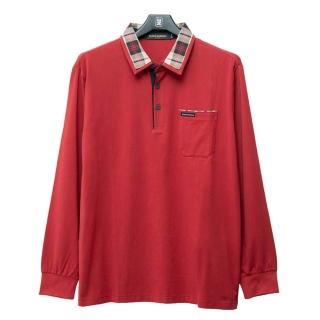 【金安德森】男裝 新年新衣 長袖-經典款 格紋翻領 實用口袋有格紋設計(紅色)