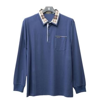 【金安德森】男裝長袖-經典款 格紋翻領 實用口袋有格紋設計(藍色)