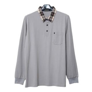 【金安德森】男裝長袖-經典款 格紋翻領 實用口袋(灰色)