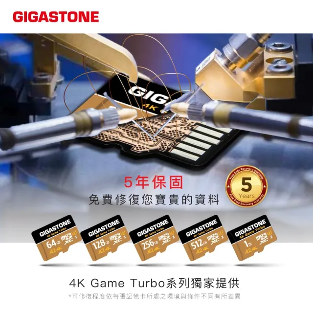 【Gigastone 立達國際】4K高速遊戲 攝影 監視器記憶卡 A2U3 512GB Game Turbo(台灣製/資料救援/microSD)