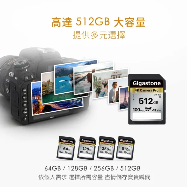 【GIGASTONE 立達】SDXC SD UHS-I U3 A1V30 4K 128GB高速記憶卡(128G 單眼相機/攝錄影機專用記憶卡)