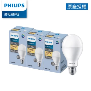 【Philips 飛利浦】13.2W LED 超省電燈泡3000K/4000K/6500K 3入(PL24N/PL25N/PL26N)