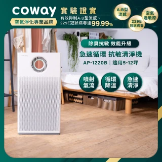 【Coway】5-12坪 急速循環空氣清淨機 AP-1220B(抑制流感/噴射氣流/清除異味/過敏原)
