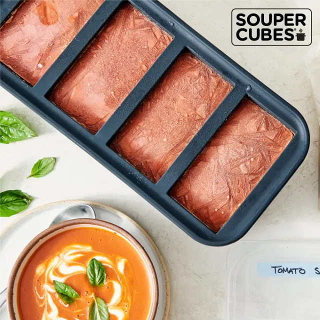【Souper Cubes】多功能食品級矽膠保鮮盒-4格250ML/格-多色可選(副食品分裝盒/製冰盒/嬰兒副食品)