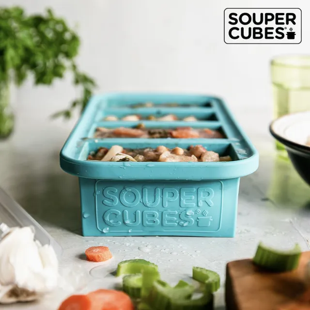 【Souper Cubes】多功能食品級矽膠保鮮盒-4格250ML/格-多色可選(副食品分裝盒/製冰盒/嬰兒副食品)