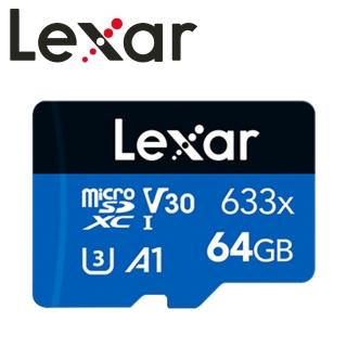 【Lexar 雷克沙】64GB microSDXC UHS-I A1 U3 V30 633x 記憶卡