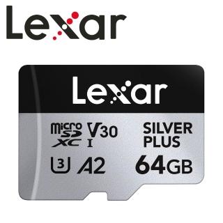 【Lexar 雷克沙】64GB microSDXC UHS-I A2 U3 V30 記憶卡 SILVER PLUS
