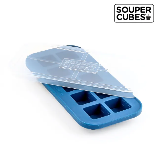 【Souper Cubes】多功能食品級矽膠保鮮盒-暮光藍-10格-30ML/格(美國FDA食品級 獨家專利設計)