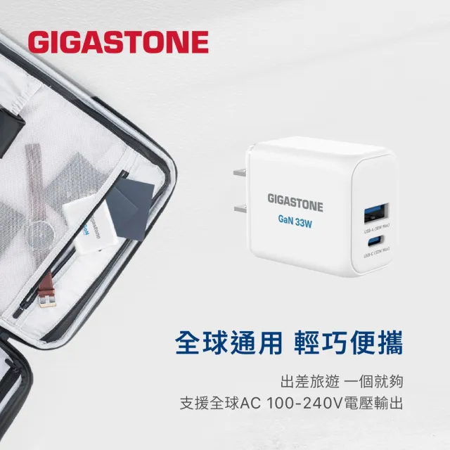 【Gigastone 立達國際】33W GaN氮化鎵兩孔USB-C快充充電器PD-6333W(支援iPhone17/Android/iPad)