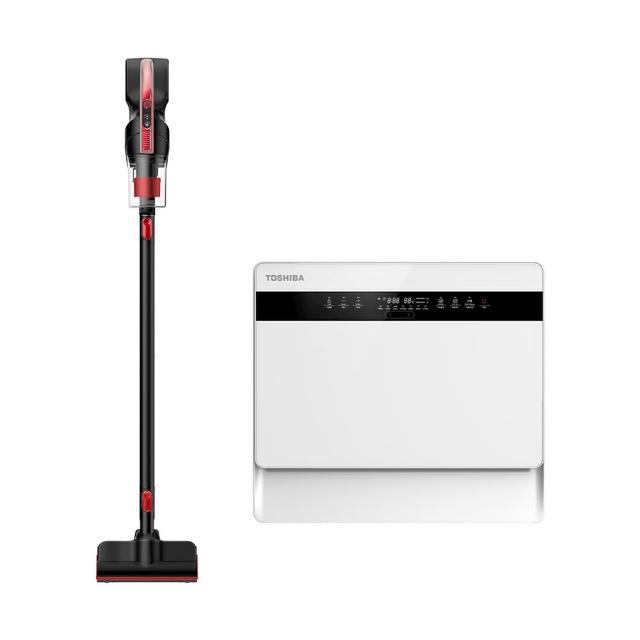 【TOSHIBA 東芝】龍捲風羽量無線吸塵器VC-CLS1A+6人份免安裝都洗霸XL洗碗機DW-05T1-TW(超值組合)