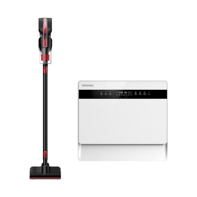 【TOSHIBA 東芝】龍捲風羽量無線吸塵器VC-CLS1A+6人份免安裝都洗霸XL洗碗機DW-05T1-TW(超值組合)