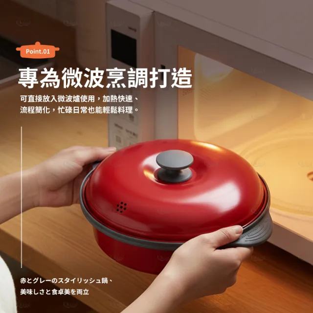 【Quasi】微波達人雙耳深鍋21cm(微波爐專用鍋)