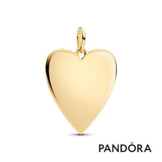 【Pandora 潘多拉】可鐫刻特大心形吊飾-飾品/情人節禮物/生日禮/鍍14k金