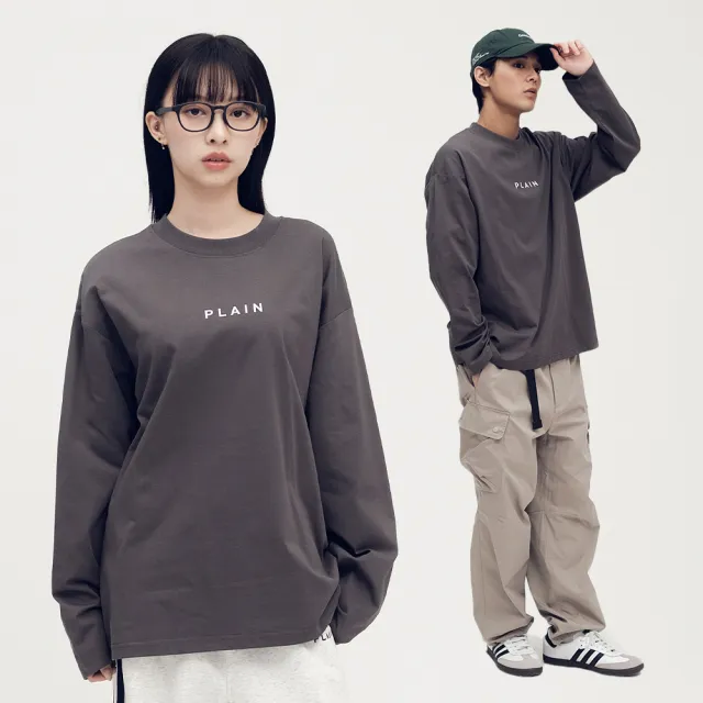 【plain-me】長袖 長TEE 上衣 大學T 素Tee PLAIN LOGO_PLN0140