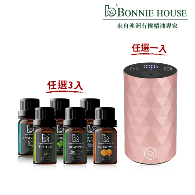 【Bonnie House 植享家】雙有機精油5ml（三入組）+馨馨香息賞香儀