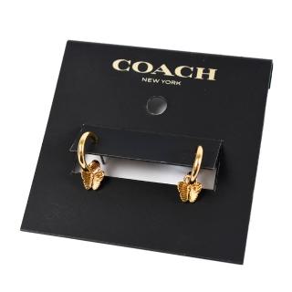 【COACH】蝴蝶吊飾針式耳環-金色